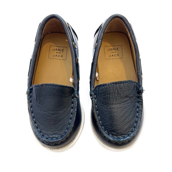 Janie and Jack Navy Blue Leather Loafers Toddler Boy’s Size 5